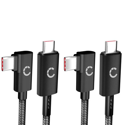 2xUSB C USB C 100W kaapeli L Shape Oikea kulma 1m Nylon lataus datakaapeli USB 3.1 10 Gbps 8K matkapuhelimeen, tabletti, älykello, GPS, kaiutin ja enemmän