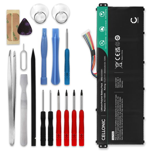 Akku für Acer Swift 3 SF314-52, Predator Helios 300 G3, Aspire V3-111P, V3-371, ES1-711 Laptop - 3600mAh 15.2V + Werkzeug-Set