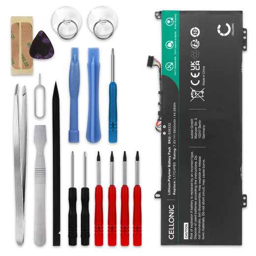 Batteri för Lenovo Flex 6-14ARR, 14IKB IdeaPad 530S-14IKB, 15IKB, 14ARR, Yoga 530-14ARR, 14IKB 7.6V 5800mAh + skruvmejsel-set från CELLONIC