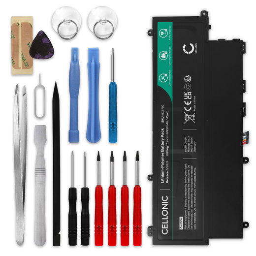 Batería Samsung para ordenador portátil Samsung ATIV Book 5 NP530U3C, 530U3, 530U3B, NP540U4E, AA-PBYN4AB 6000mAh 7.4V + Juego de herramientas de CELLONIC