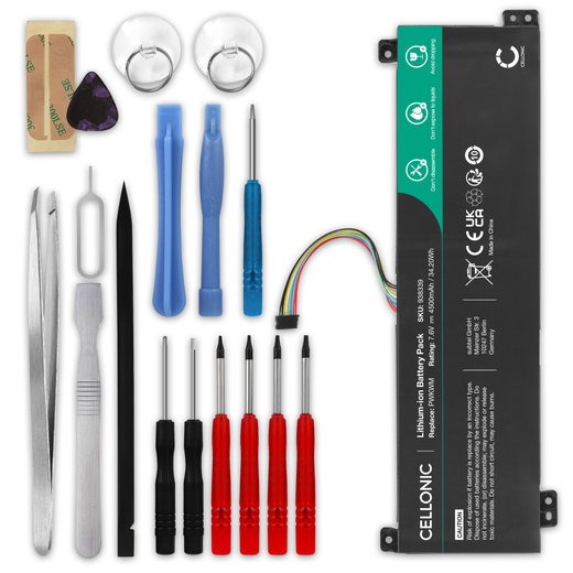 Batería Lenovo para ordenador portátil Lenovo V130-15IGM, 15IKB, V330-14IKB, 15IKB, 15ISK V530-14IKB, 15IKB 4500mAh 7.6V + Juego de herramientas de CELLONIC