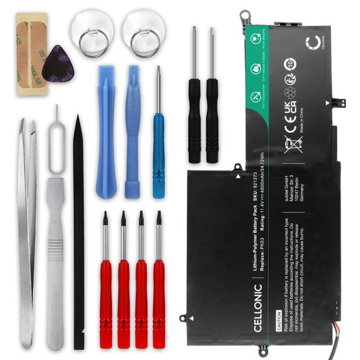 Batterie pour HP Spectre 13-4000 series / Spectre x360 13-4000 series / Spectre Pro x360 G1/G2 + Werkzeug-Set 11.4V 4800mAh + kit d'outils de CELLONIC