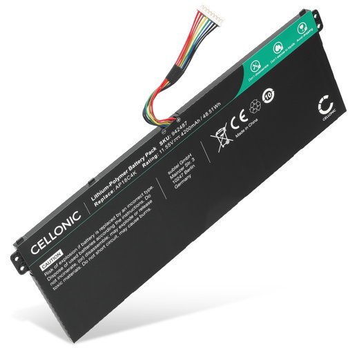 Batteri för Acer Aspire 5 A515, 5 A517-52, Vero 16 AV16, Chromebook 314 C933T, 315 CB315-1H, Travelmate B1 B118-M, Swift 1 SF114-34, AP18C4K 11.55V 4200mAh från CELLONIC