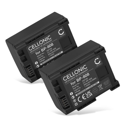 2x Battery for Canon Legria FS22 FS19 HFG25 FS200 FS100 FS306 XA10 HF200 BP-808 890mAh from CELLONIC