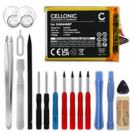 Batterie pour Polar V650, Polar G484466P 1400mAh + kit d'outils 17pcs de CELLONIC