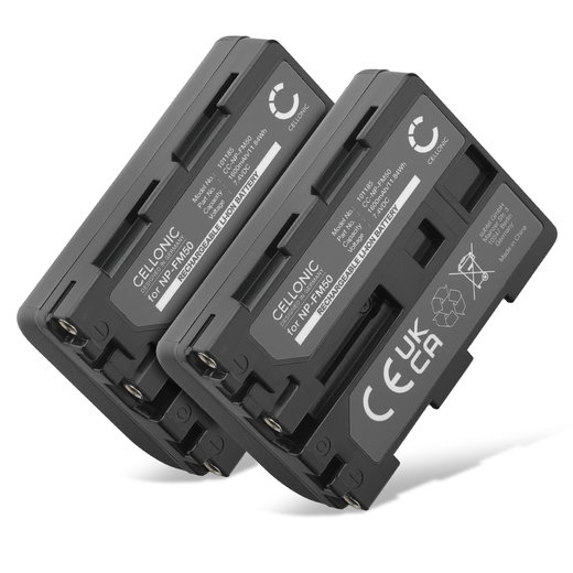 2x Akku kameraan Sony F828, F717, R1 S85, TRV118 SR1 GV-D1000, NPFM30, NPQM71, NPQM91 - NP-FM50H (1600mAh, 7.4V) tuotemerkiltä CELLONIC