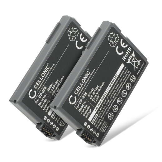 2x Batteri till Canon DC100 DC20 DC10 DC40 DC95 DC19 DC201 MVX4i MVX460 DC21 DC220 MVX450 HR10 BP-208 BP-208DG (700mAh, 7.4V) från CELLONIC