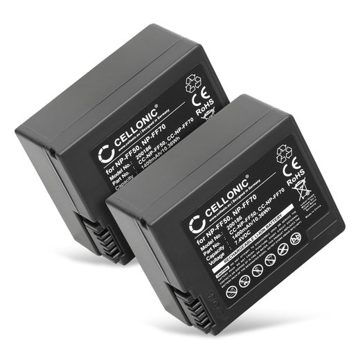 2x Batterij voor Sony CCD-TRV608, CCD-TRV328, NP-FF50, NP-FF71, NP-FF51, NP-FF70 1400mAh van CELLONIC