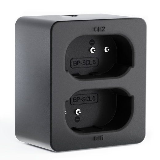 Caricatore USB doppio (LC-SCL6) per Leica Q2, Q3, BP-SCL6 + 1m + Cavo USB di CELLONIC