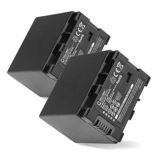 2x Batterie pour JVC GZ-HM650 GZ-MG750 GZ-MS110 GZ-MS210 GZ-MS215 GZ-MS216 BN-VG107 -VG108 -VG114 -VG121 (4450mAh, 3.7V) de CELLONIC