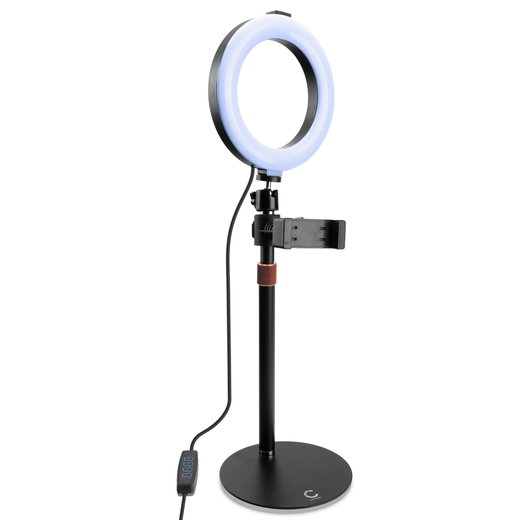 Anneau lumineux avec trépied et support pour smartphone – Lumière bicolore 3000K-6500K, réglage de la luminosité en 10 niveaux et alimentation USB par CELLONIC