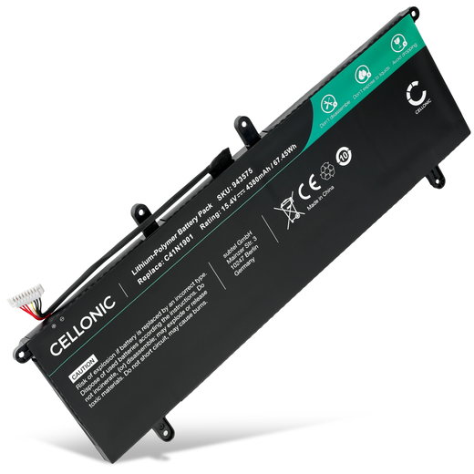 Batteri för ASUS UX481F, Zenbook Duo UX481F, Duo UX481FA, Duo UX481FL, UX481FA, UX481FL, C41N1901 15.4V 4380mAh från CELLONIC