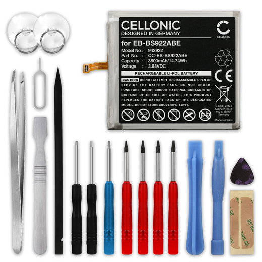 Battery for Samsung Galaxy S24, SM-S921B, SM-S9210, SM-S921W, SM-S921U, SM-S921N, SM-S921Q, SM-S921D, SM-S921J, EB-BS922ABE EB-BS922ABE (3800mAh, 3.88V) + Tool-kit by CELLONIC