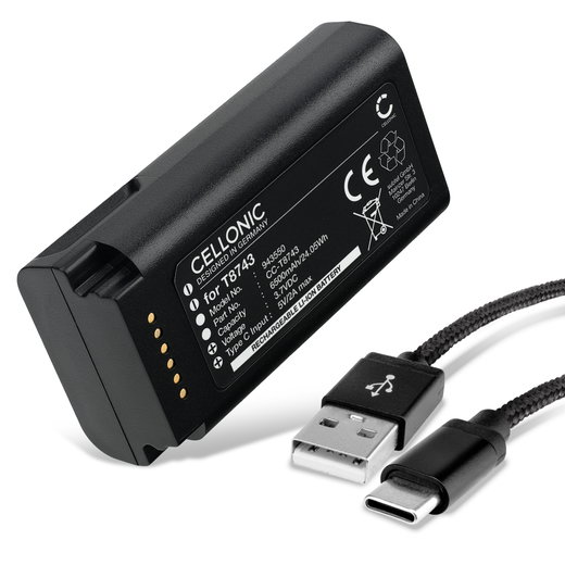Batterie Eufy Video Doorbell E340, T8743 T8743 (6500mAh, 3.7V) de CELLONIC + USB C Cable
