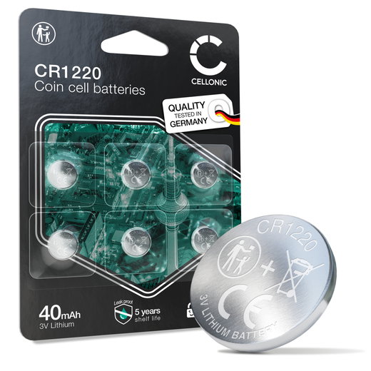 CELLONIC CR1220 Batteria a bottone (Lithium, 40mAh, 3V) per Orologi, Calcolatrici, Sensori - x6-Pacco batterie