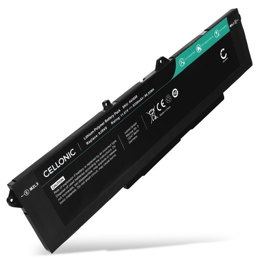 Akku tietokoneeseen Dell Alienware M18 R2, m18 R1, M17 R5, M18 R1 (AMD), M18 R1 (Intel), Precision 3591, 3561, 3571, Latitude 5521, 5531, 15 5531, Dell 9JRV0, 53XP7 - 11.61V 8350mAh tuotemerkiltä CELLONIC