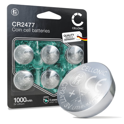 CELLONIC CR2477 Coin Cell Batteries (Lithium, 1000mAh, 3V) for Industrial Electronics Medical Devices Smart Home Devices - x6-Pack