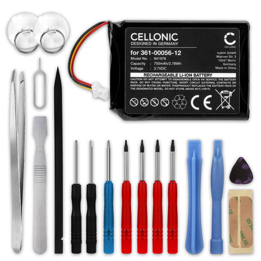 Batteria per Garmin Edge Explore 2, Dezl OTR700, 361-00056-12 (750mAh, 3.7V) + Set di strumento, marca CELLONIC, ricambi di lunga durata per navigatori