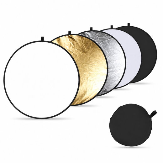 5in1 Folding Photo Studio Reflector 80cm ( Silver, Gold, White, Black, Translucent ) Foldable Reflector Board from CELLONIC
