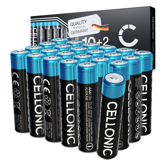 24x CELLONIC 1.5V Alkaline AAA-paristoja – 1250mAh LR03, Micro, MN2400 kertakäyttöparistot kaukosäätimiin, LED-valoihin, leluihin, pieniin elektronisiin laitteisiin ja muuhun